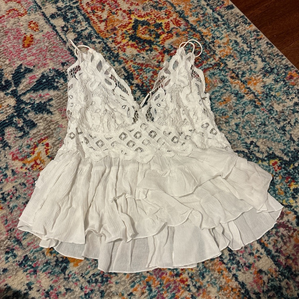Free People White Lace Blouse